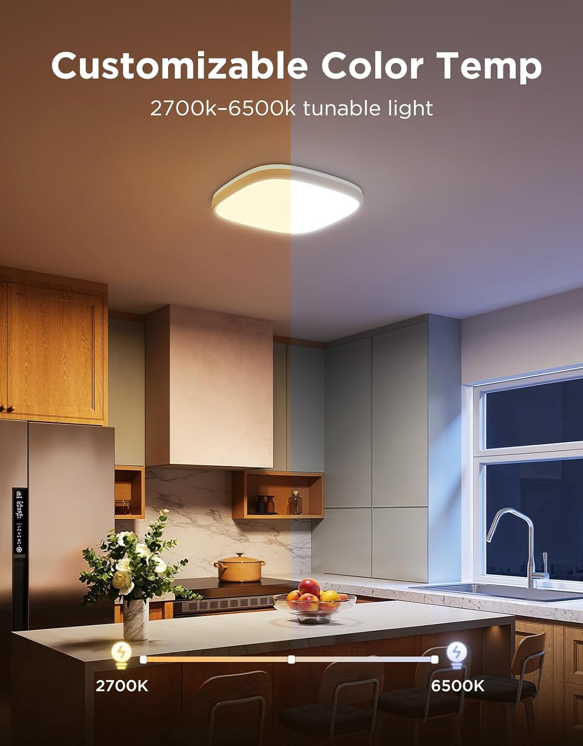 imageGovee Smart Ceiling Light Pro 18 Inch 4800LM RGBICWW LED Ceiling Light Fixture Flush Mount Light Fixture DIY Colors Works with Alexa Matter 2700K6500K Lights for Living Room Bedroom 1 PackSquare