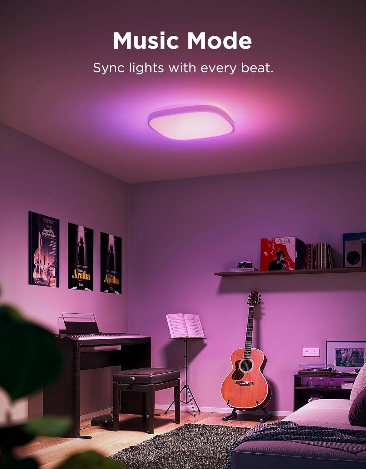 imageGovee Smart Ceiling Light Pro 18 Inch 4800LM RGBICWW LED Ceiling Light Fixture Flush Mount Light Fixture DIY Colors Works with Alexa Matter 2700K6500K Lights for Living Room Bedroom 1 PackSquare