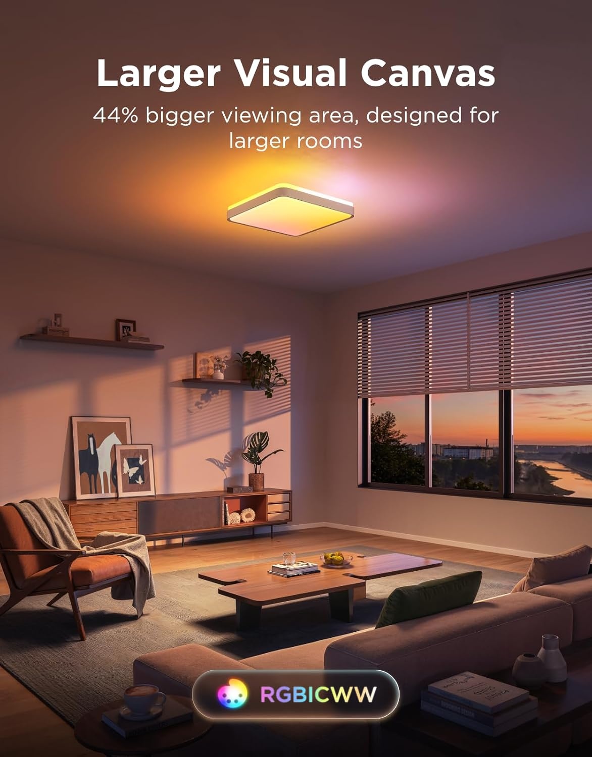 imageGovee Smart Ceiling Light Pro 18 Inch 4800LM RGBICWW LED Ceiling Light Fixture Flush Mount Light Fixture DIY Colors Works with Alexa Matter 2700K6500K Lights for Living Room Bedroom 1 PackSquare