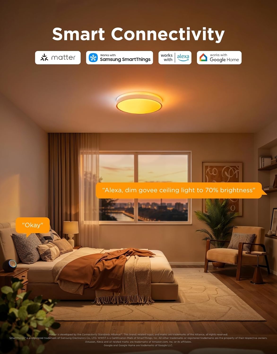 imageGovee Smart Ceiling Light Pro 18 Inch 4800LM RGBICWW LED Ceiling Light Fixture Flush Mount Light Fixture DIY Colors Works with Alexa Matter 2700K6500K Lights for Living Room Bedroom 1 PackRound
