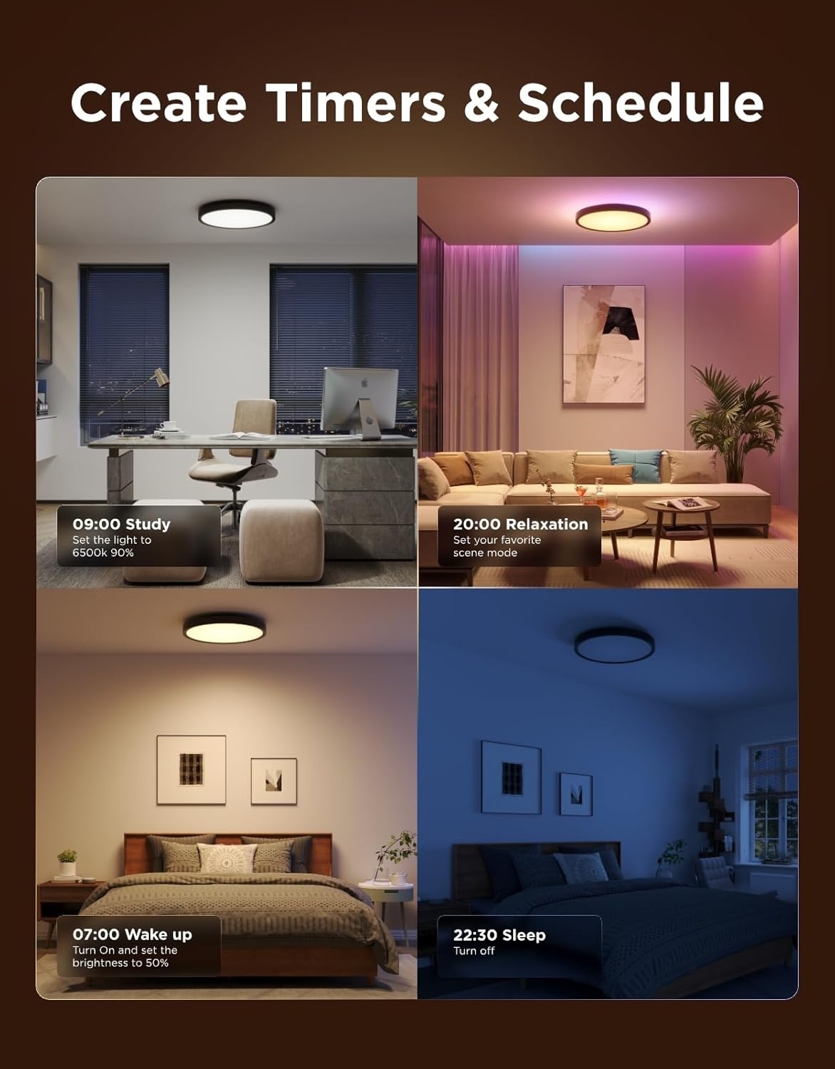 imageGovee Smart Ceiling Light RGBIC LED Ceiling Light Fixture 2400LM Flush Mount Light Fixture DIY Colors Works with Alexa 2700K6500K Lights for Bedroom Living Room12 Inch 1 Pack WhiteBlack