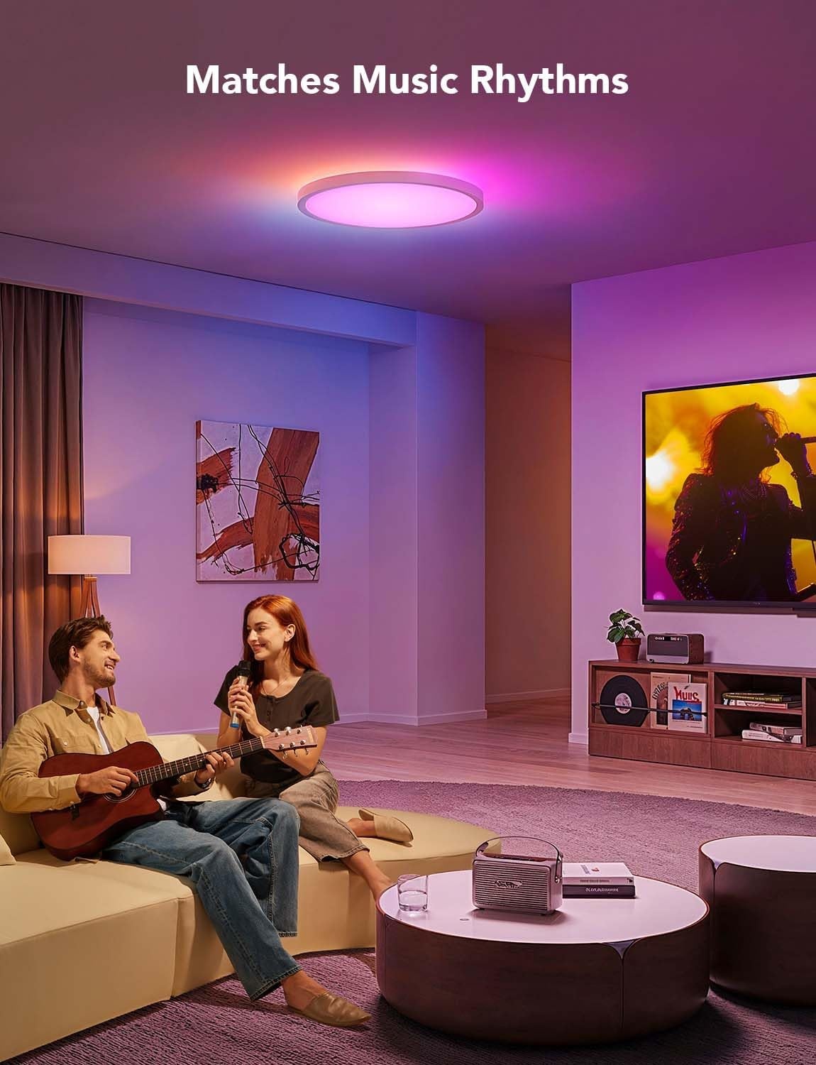 imageGovee Smart Ceiling Light RGBIC LED Ceiling Light Fixture 2400LM Flush Mount Light Fixture DIY Colors Works with Alexa 2700K6500K Lights for Bedroom Living Room12 Inch 1 Pack WhiteWhite 2 Packs