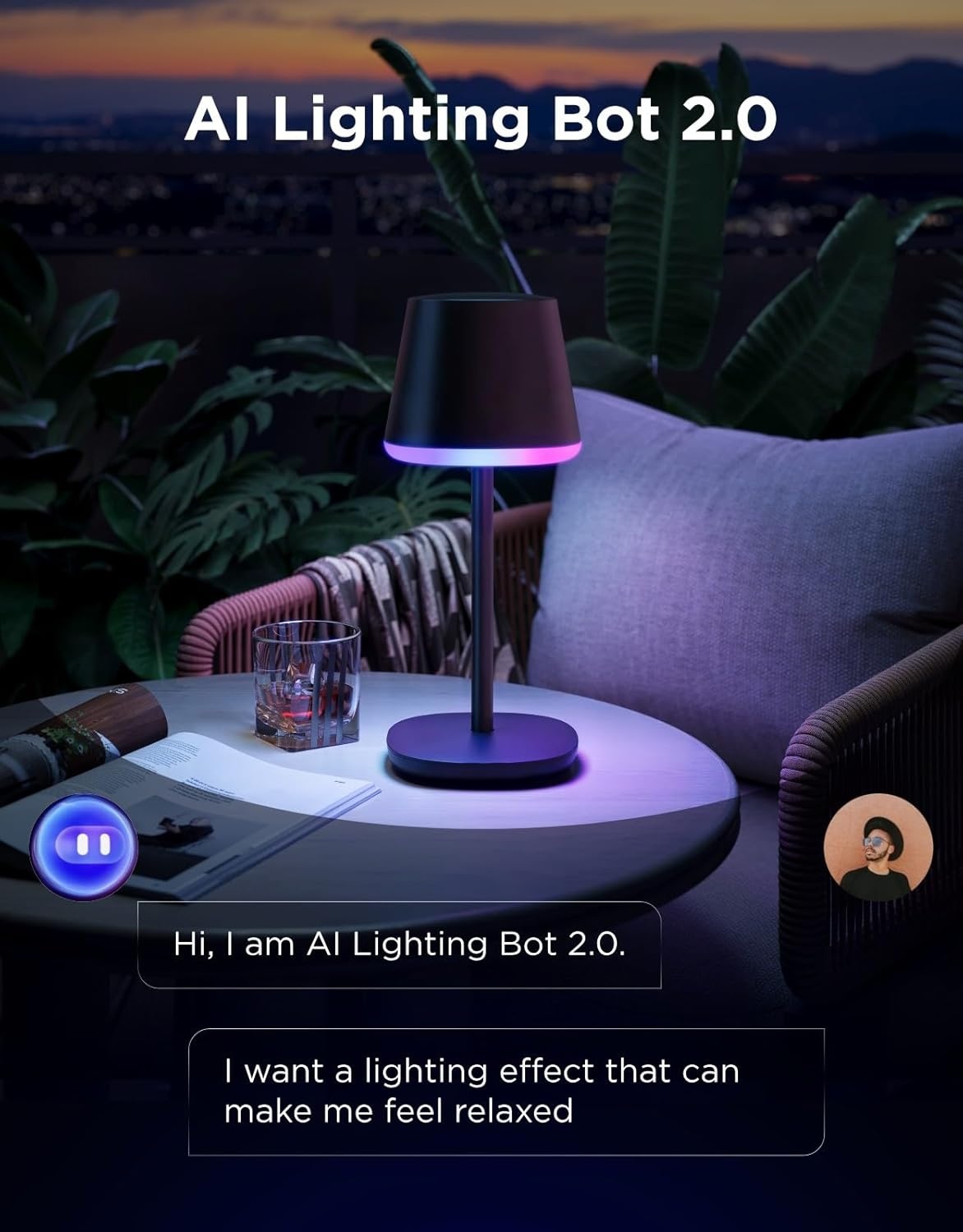 imageGovee Smart Cordless Table Lamp Classic No Adapter RGBIC Rechargeable Table Lamp for Bedroom Living Room Portable Desk Lamp Works with Matter LED Bedside Lamp with 72 Scenes Modes Timer 500lm