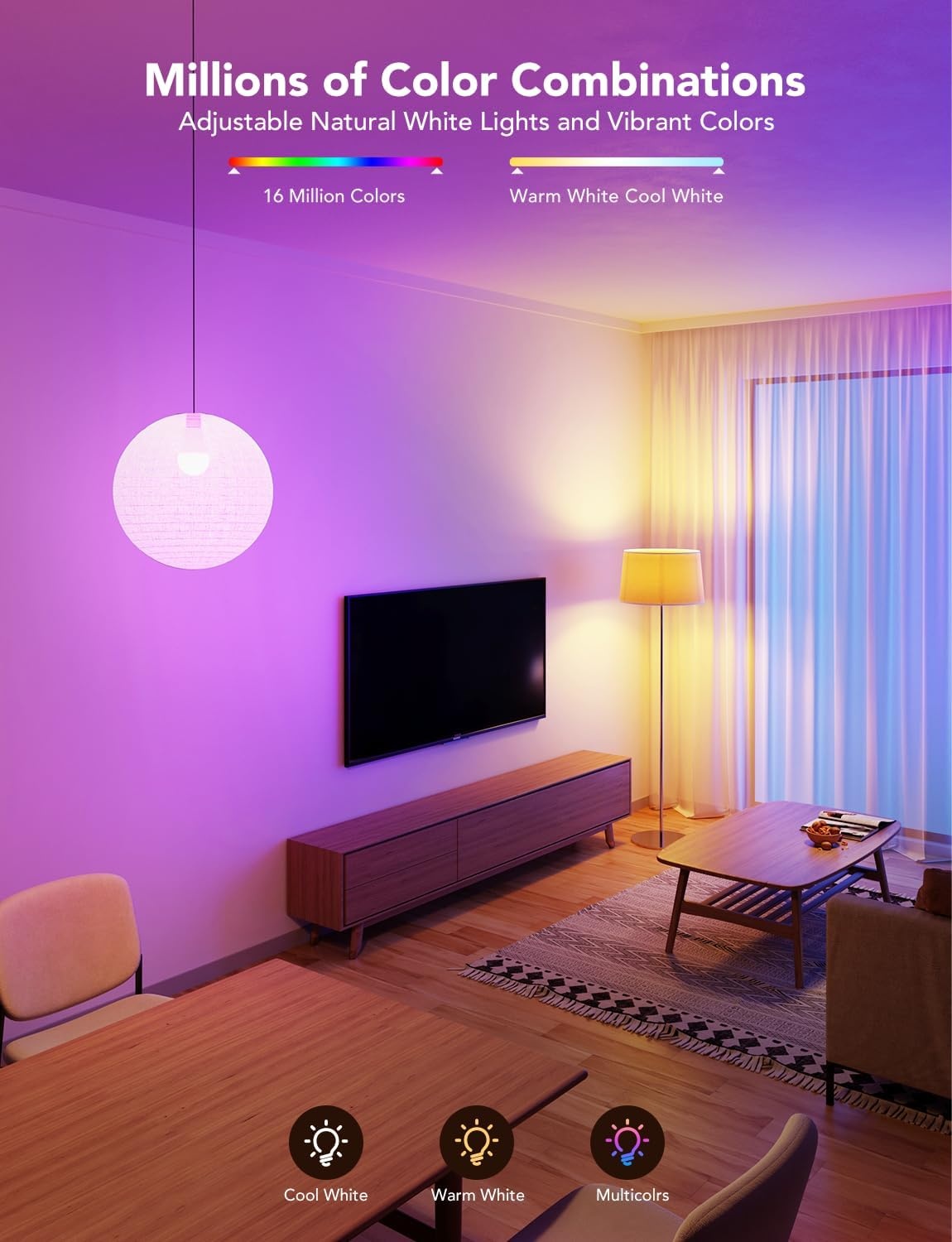 imageGovee Smart Light Bulbs 1200 Lumens Color Changing Light Bulbs RGBWW Dimmable Works with Alexa amp Google Assistant Color Bulb 12W 85W Equivalent A19 LED Bulbs for Bedroom Living Room 2 Pack2