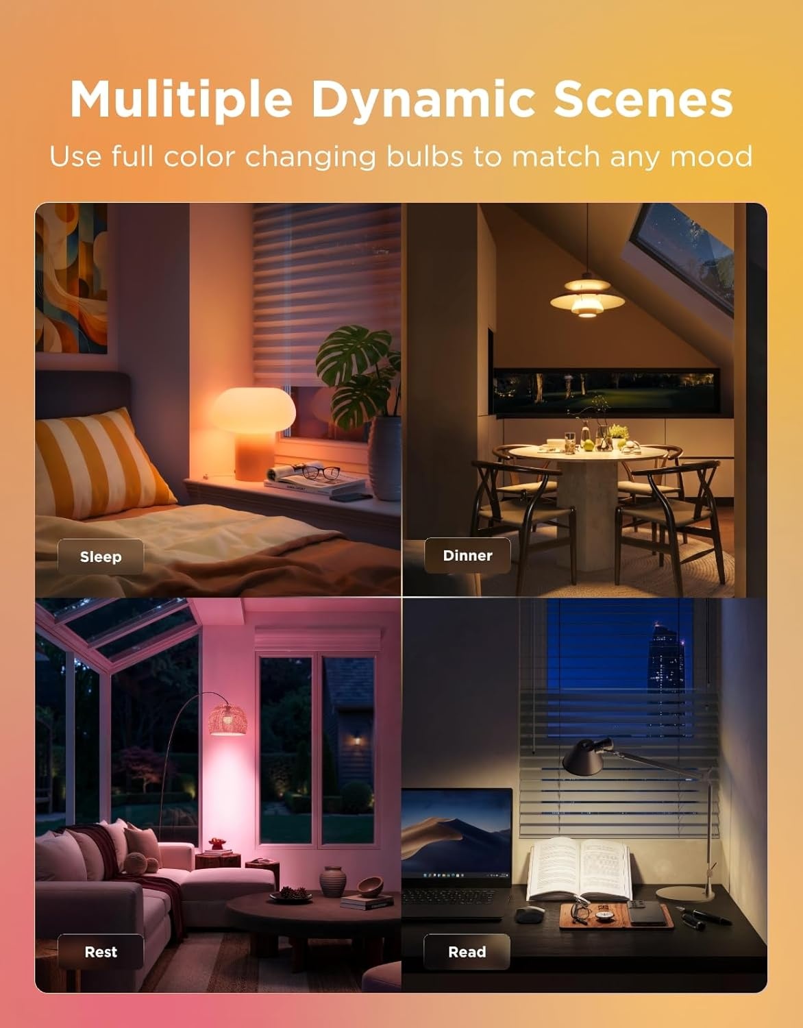 imageGovee Smart Light Bulbs Color Changing Light Bulb Work with Alexa and Google Assistant 16 Million Colors RGBWW WiFi amp Bluetooth LED Light Bulbs Music Sync A19 800 Lumens 4 Pack4