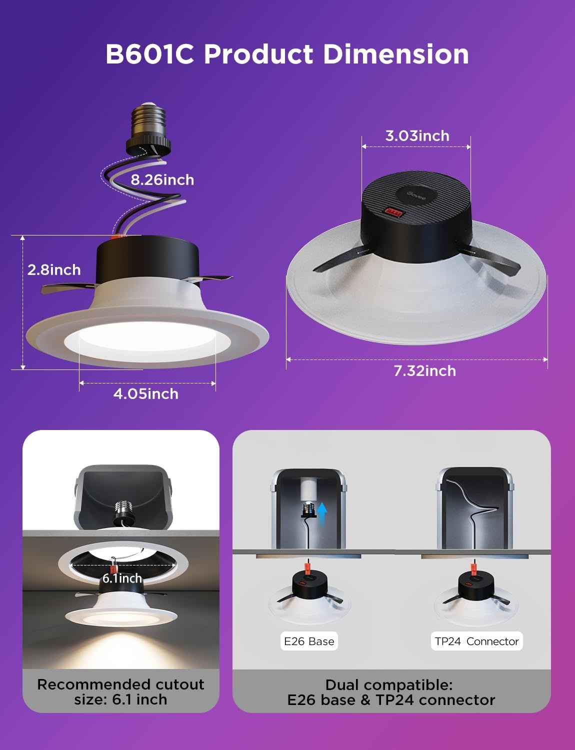 imageGovee Smart Retrofit Recessed Lighting 6 Inch WiFi Bluetooth Direct Connect RGBWW Retrofit Can Lights 65 Scene Modes Works with Alexa amp Google Assistant 1000 Lumens 4 Pack6 Pack