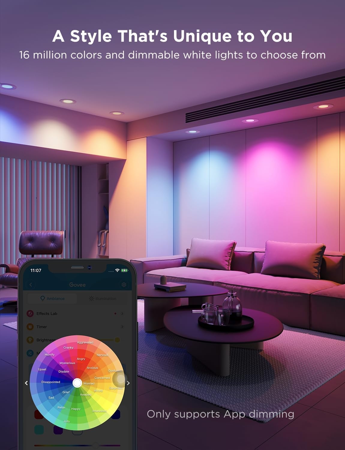 imageGovee Smart Retrofit Recessed Lighting 6 Inch WiFi Bluetooth Direct Connect RGBWW Retrofit Can Lights 65 Scene Modes Works with Alexa amp Google Assistant 1000 Lumens 4 Pack6 Pack