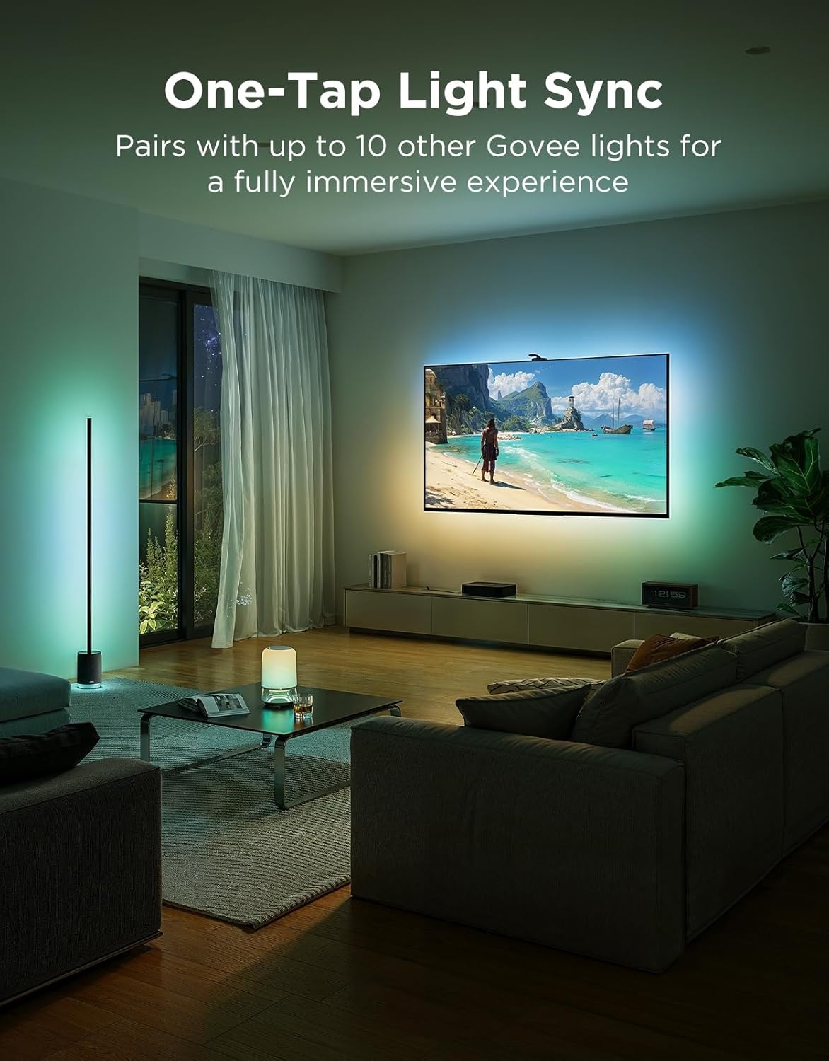 imageGovee TV Backlight 3 Pro with HDR Triple Camera 164ft 5in1 RGBWWIC LED Strip Lights That Change with 7585 Inch TVs 75LEDsm Supports AI Filter Smart App and Voice Control DreamView Sync164FT for 7585 TV