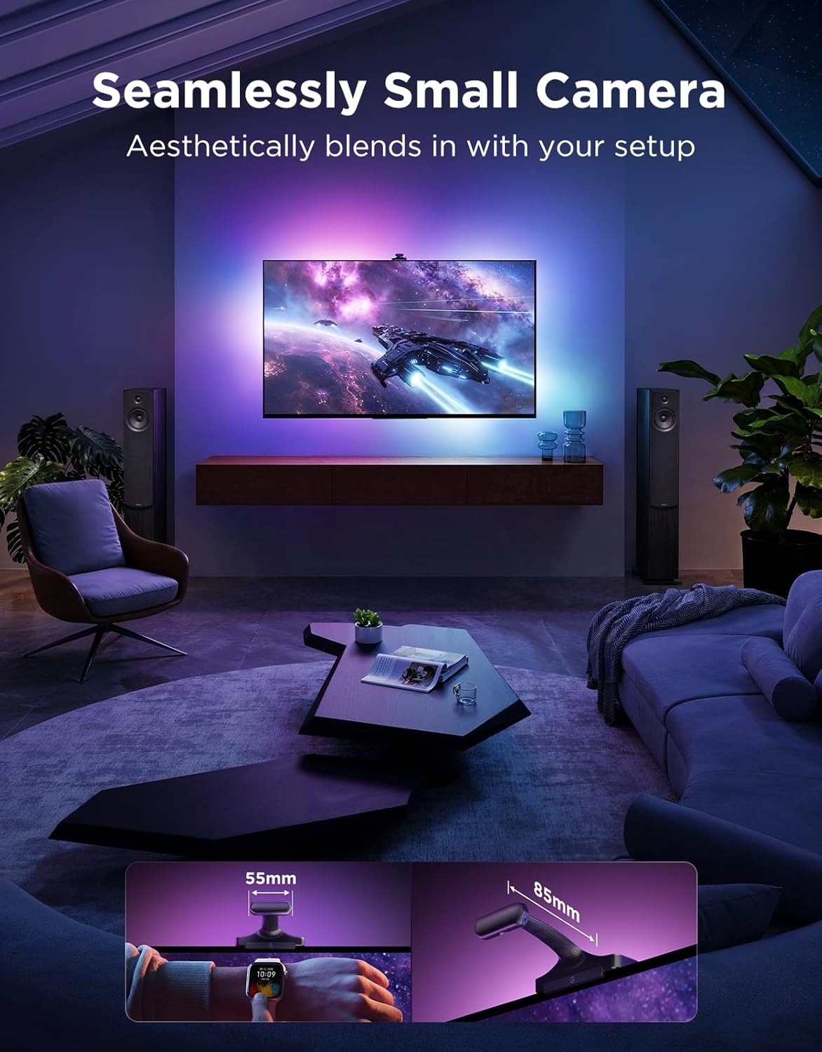 imageGovee TV Backlight 3 Pro with HDR Triple Camera 164ft 5in1 RGBWWIC LED Strip Lights That Change with 7585 Inch TVs 75LEDsm Supports AI Filter Smart App and Voice Control DreamView Sync118FT for 5565 TV