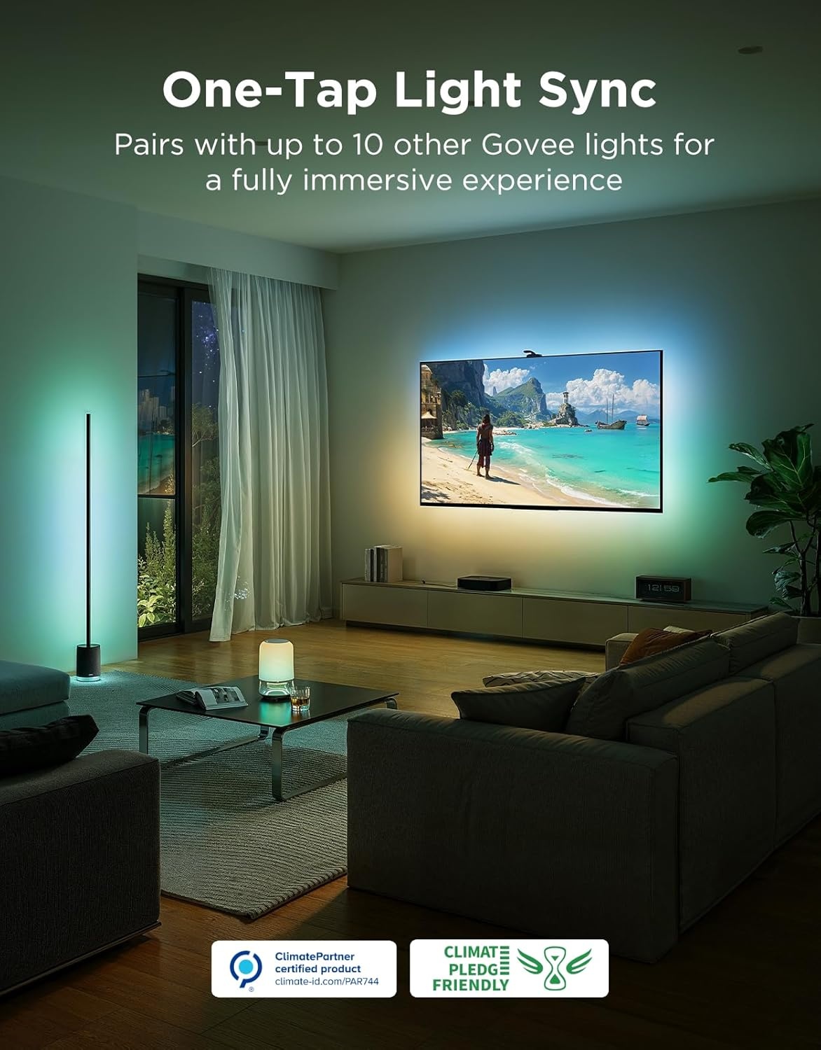imageGovee TV Backlight 3 Pro with HDR Triple Camera 164ft 5in1 RGBWWIC LED Strip Lights That Change with 7585 Inch TVs 75LEDsm Supports AI Filter Smart App and Voice Control DreamView Sync118FT for 5565 TV