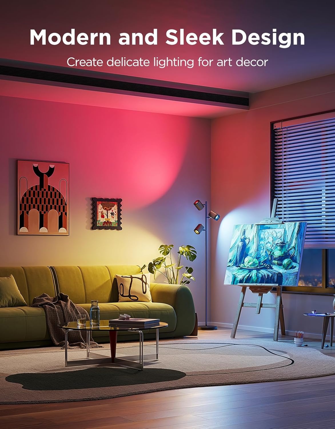 imageGovee Tree Floor Lamp Compatible with Matter 3 Rotatable Lights with LuminBlend Technology Standing Lamp with 64 Dynamic Scenes Music Sync Ideal Floor Lamp for Living Room Bedroom Office