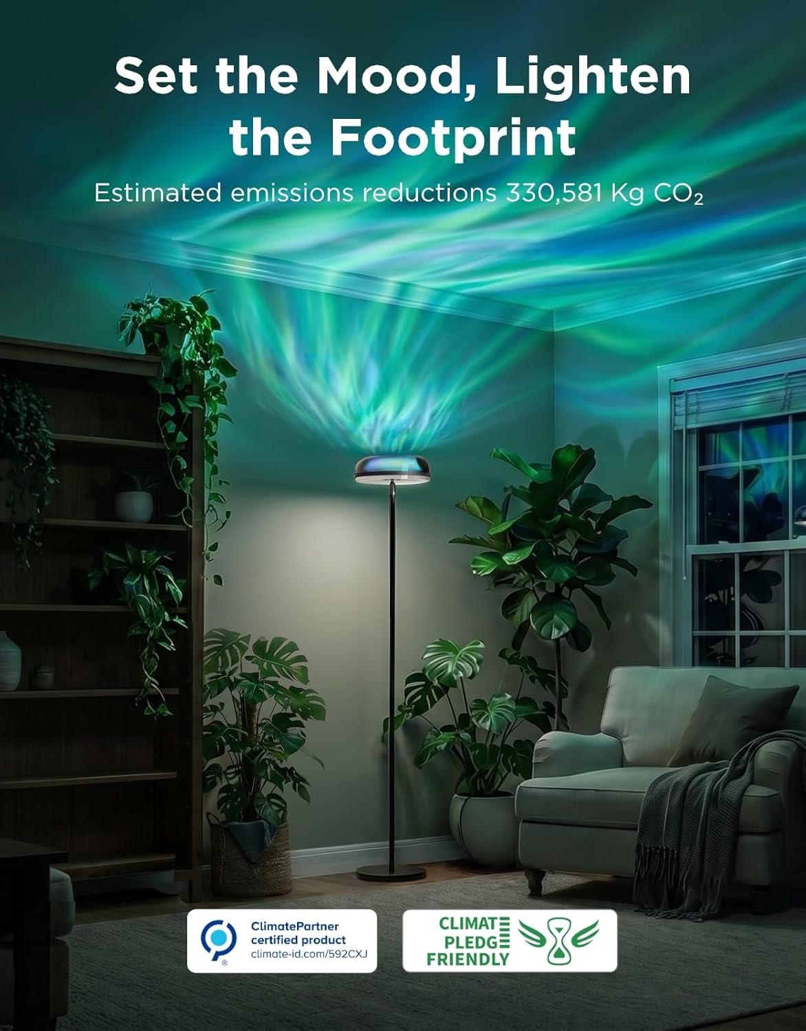 imageGovee Uplighter Floor Lamp for Living Room RGBIC Ripple Projector Floor Lamp for Bedroom Compatible with SmartThings Alexa and Matter LED Modern Corner Floor Light Warm Cool White Standing LampRipple
