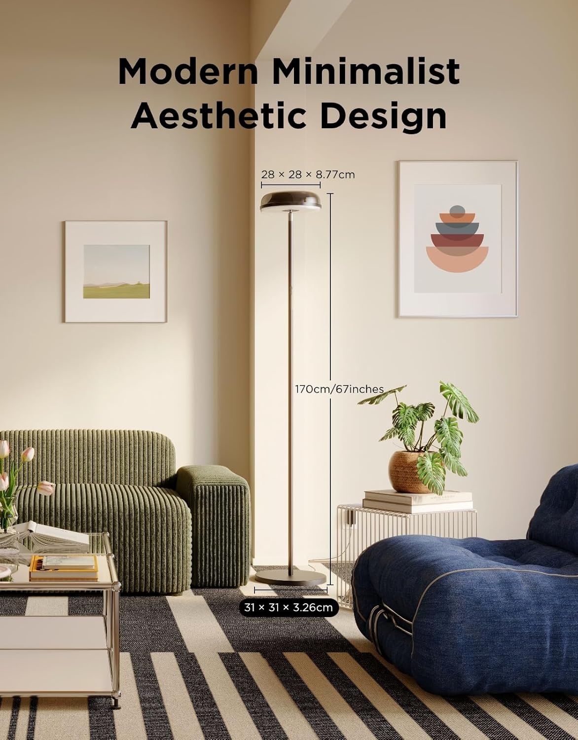 imageGovee Uplighter Floor Lamp for Living Room RGBIC Ripple Projector Floor Lamp for Bedroom Compatible with SmartThings Alexa and Matter LED Modern Corner Floor Light Warm Cool White Standing LampNebula