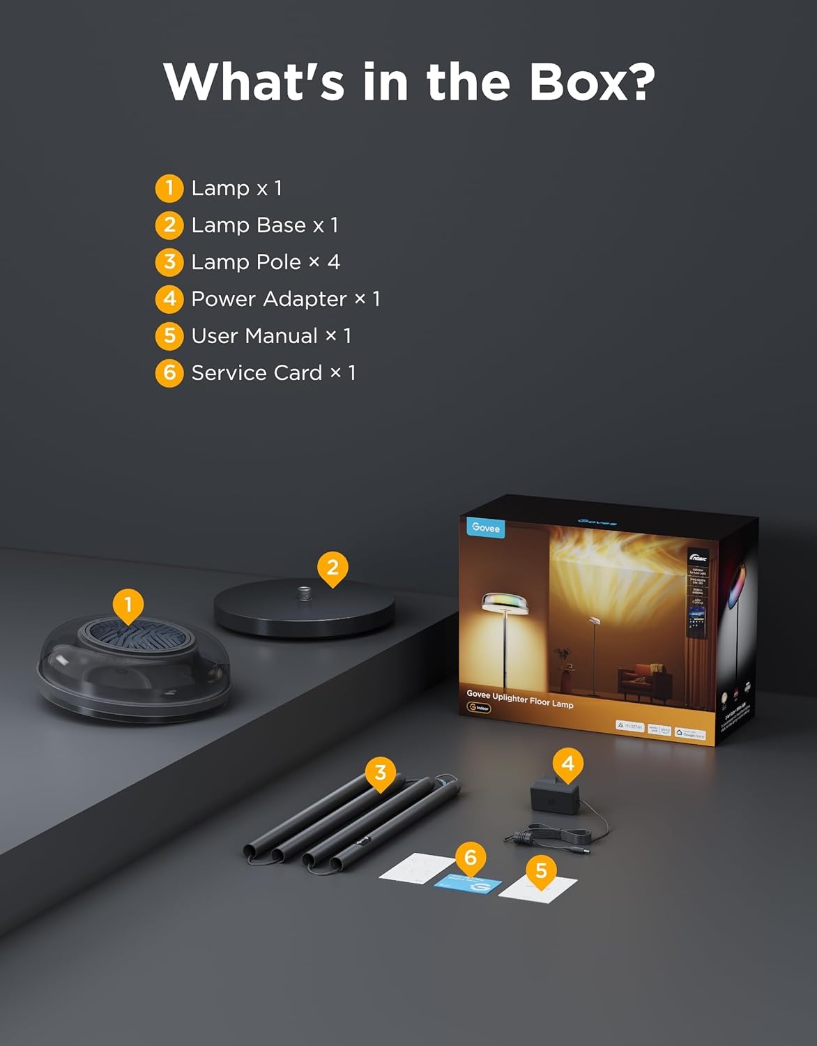 imageGovee Uplighter Floor Lamp for Living Room RGBIC Ripple Projector Floor Lamp for Bedroom Compatible with SmartThings Alexa and Matter LED Modern Corner Floor Light Warm Cool White Standing LampRipple