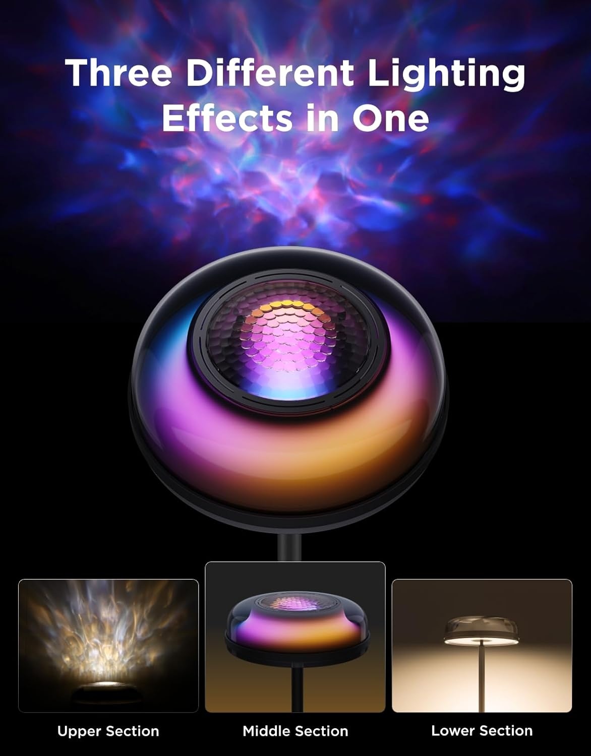 imageGovee Uplighter Floor Lamp for Living Room RGBIC Ripple Projector Floor Lamp for Bedroom Compatible with SmartThings Alexa and Matter LED Modern Corner Floor Light Warm Cool White Standing LampNebula