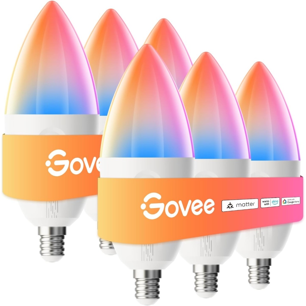 imageGovee E12 Led Bulb Smart Light Bulbs for ChandelierLiving Room Color Changing Candelabra Bulbs Work with Matter Alexa Google Assistant 40 Watt Equivalent 450 LM 80 CRI 24Ghz Only 4 Pack6