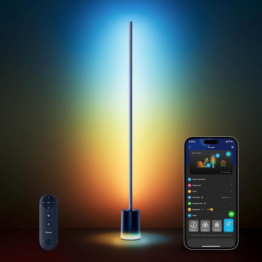 imageGovee Floor Lamp 2 RGBIC Warm Cool White LED Compatible with SmartThings Matter Alexa 1725lm Music Sync Scene Modes Smart Floor Lamp for Living Room Bedroom Black1 PackBlue