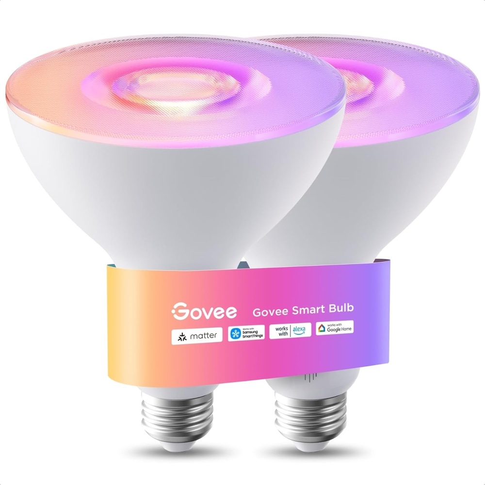 imageGovee PAR38 Flood Light Bulbs 1300Lm Flood Lights Outdoor with IP65 Waterproof Smart Light Bulbs Compatible with Alexa Matter amp SmartThings RGBWW amp Tunable White for GarageampPorch E26 Base 2 Pack