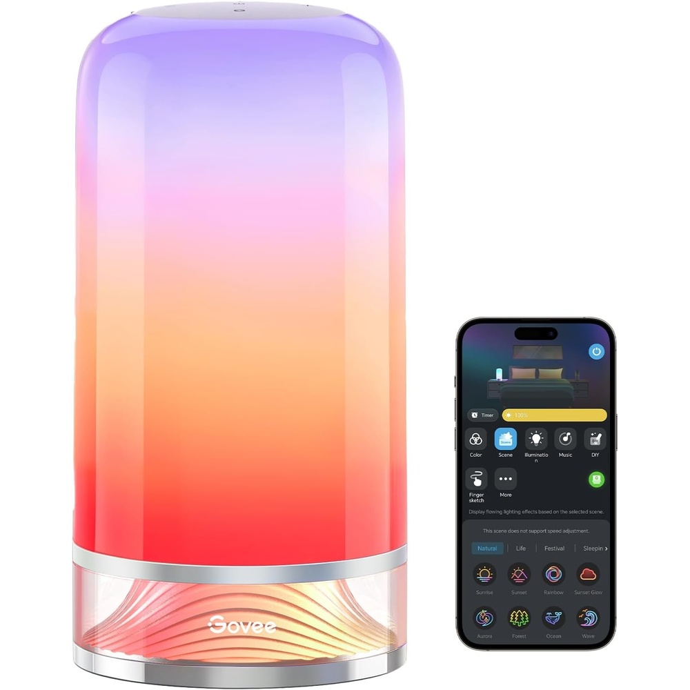 imageGovee RGBIC Smart Table Lamp 2 Touch Bedside Small Table Lamp Compatible with SmartThings Matter Alexa Desk Lamp with 64 Scene Modes Nightstand Lamp for Bedroom Living Room Night LightCorded