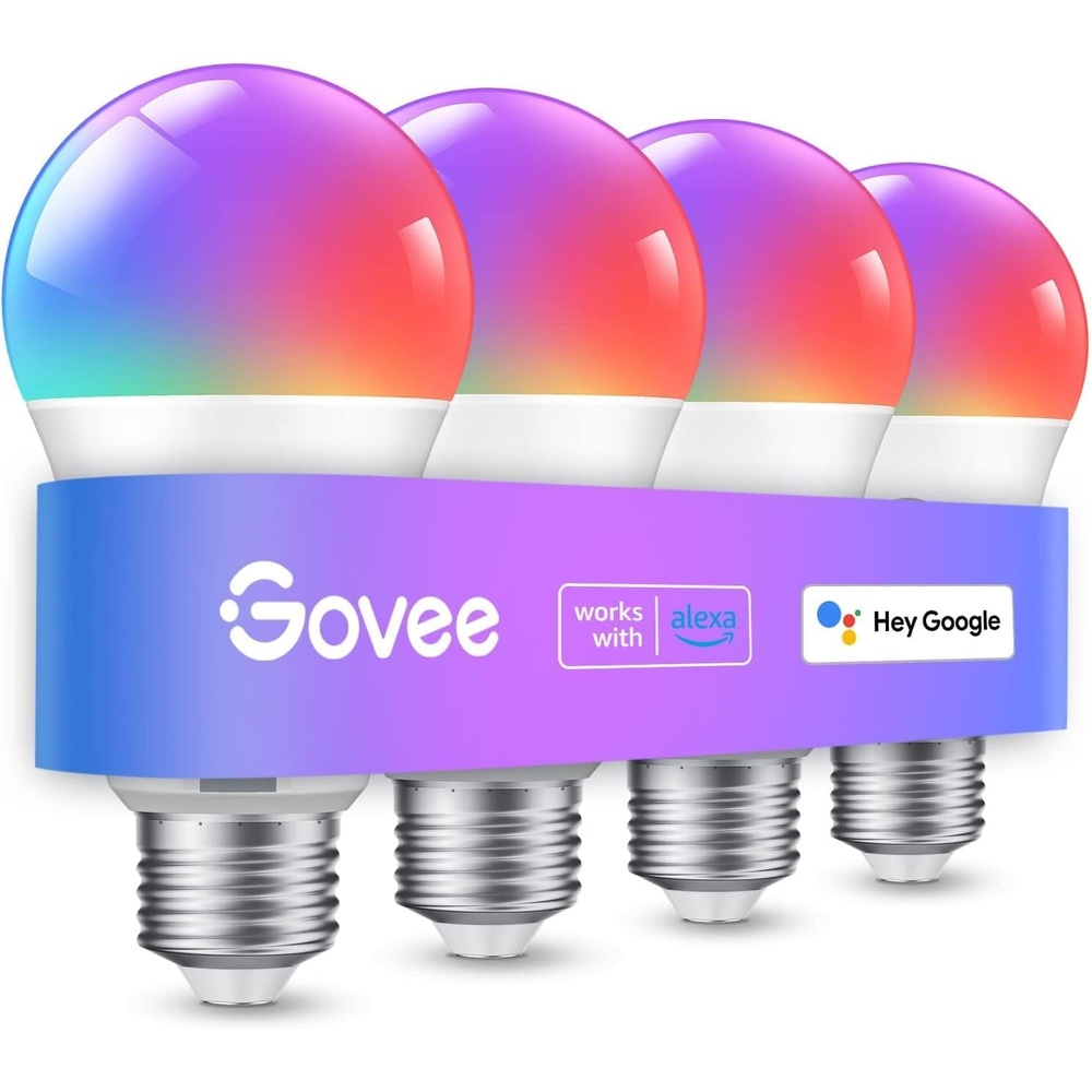 imageGovee Smart Light Bulbs Color Changing Light Bulb Work with Alexa and Google Assistant 16 Million Colors RGBWW WiFi amp Bluetooth LED Light Bulbs Music Sync A19 800 Lumens 4 Pack4