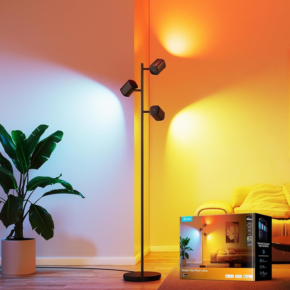 imageGovee Tree Floor Lamp Compatible with Matter 3 Rotatable Lights with LuminBlend Technology Standing Lamp with 64 Dynamic Scenes Music Sync Ideal Floor Lamp for Living Room Bedroom Office