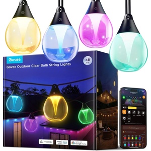 Govee Clear Bulb Outdoor String Lights, 48ft RGBWIC Dimmable Patio & Backyard Lights with 15 LED Bulbs, 111 Modes, IP67 Waterproof & Shatterproof, Works with Alexa, Google & Matter(48ft)