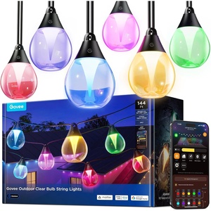Govee Clear Bulb Outdoor String Lights, 48ft RGBWIC Dimmable Patio & Backyard Lights with 15 LED Bulbs, 111 Modes, IP67 Waterproof & Shatterproof, Works with Alexa, Google & Matter(144ft)