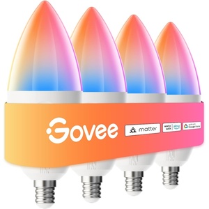 Govee E12 Led Bulb, Smart Light Bulbs for Chandelier/Living Room, Color Changing Candelabra Bulbs Work with Matter, Alexa, Google Assistant, 40 Watt Equivalent, 450 LM, 80 CRI, 2.4Ghz Only, 4 Pack(4)