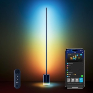 Govee Floor Lamp 2, RGBIC, Warm Cool White LED, Compatible with SmartThings, Matter, Alexa, 1725lm, Music Sync, Scene Modes, Smart Floor Lamp for Living Room, Bedroom, Black(1 Pack)(Blue)