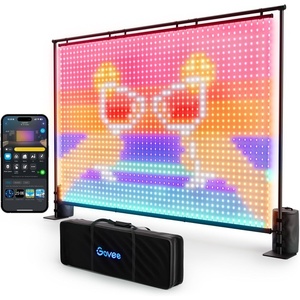 Govee Lightwall, Large Smart Curtain Light, Portable & Dimmable Color Changing String Lights, Music Sync 1536 RGBIC LEDs with AIGC, Light wall for Outdoor & Indoor Use, IP65 Waterproof, 8.5 x 6.2ft
