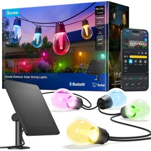 Govee Outdoor Solar String Lights 33ft, RGBICW Outdoor Lights with 8 Dimmable LED Shatterproof Bulbs, 112 Modes & APP Control, IP67 Waterproof Patio Lights for Garden, Backyard, Camping (Bluetooth)