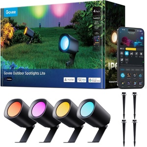 Govee Outdoor Spotlights Lite 4 pack, IP67 Waterproof Spotlights, Landscape Lighting Work with Alexa, Matter and Google Assistant, RGBWIC Color Changing Light for Outdoor Decor, Courtyard, Patio Decor