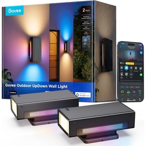 Govee Outdoor UpDown Wall Light, 2 Pack, 1200LM RGBICWW Smart Porch Lights Outdoor with 64 Scene Modes, IP66 Waterproof Wall Sconce for Outdoor Decor, Works with Alexa, Google Assistant and Matter(2)