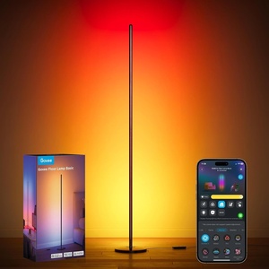Govee RGBIC Floor Lamp Basic, 1000lm LED Corner Lamp Compatible with SmartThings, Alexa, and Matter, Modern Floor Lamp with Music Sync and 16 Million DIY Colors, Standing Lamp for Bedroom Living Room(Black)