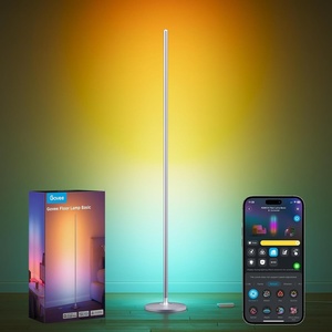 Govee RGBIC Floor Lamp Basic, 1000lm LED Corner Lamp Compatible with SmartThings, Alexa, and Matter, Modern Floor Lamp with Music Sync and 16 Million DIY Colors, Standing Lamp for Bedroom Living Room(Silver)