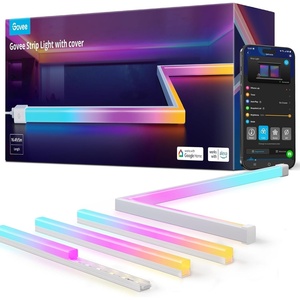 Govee RGBIC LED Strip Lights 16.4ft with Covers, Smart LED Lights for Bedroom Work with Alexa and Google Assistant, LED Diffuser Channel with Srtip Lights, Skirting Lines, Studio, Cabinet(16.4ft)