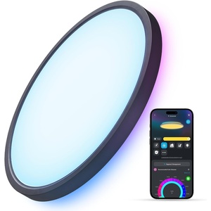Govee Smart Ceiling Light, RGBIC LED Ceiling Light Fixture, 2400LM Flush Mount Light Fixture, DIY Colors, Works with Alexa, 2700K-6500K Lights for Bedroom, Living Room,12 Inch, 1 Pack (White)(Black)