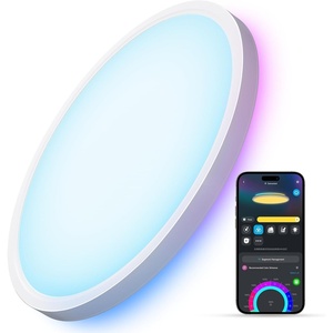 Govee Smart Ceiling Light, RGBIC LED Ceiling Light Fixture, 2400LM Flush Mount Light Fixture, DIY Colors, Works with Alexa, 2700K-6500K Lights for Bedroom, Living Room,12 Inch, 1 Pack (White)(White)