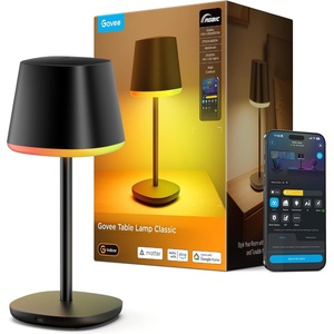 Govee Smart Cordless Table Lamp Classic (No Adapter), RGBIC Rechargeable Table Lamp for Bedroom, Living Room, Portable Desk Lamp Works with Matter, LED Bedside Lamp with 72 Scenes Modes, Timer, 500lm