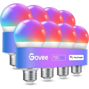 Govee Smart Light Bulbs, Color Changing Light Bulb, Work with Alexa and Google Assistant, 16 Million Colors RGBWW, WiFi & Bluetooth LED Light Bulbs, Music Sync, A19, 800 Lumens, 4 Pack(8)