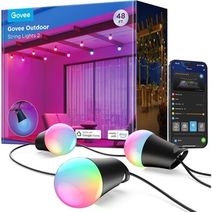 Govee Smart Outdoor String Lights 2, 144ft Outdoor Lights with Dimmable Warm White LED Bulbs, 47 Scene Modes for Patio, Backyard, Balcony, IP65 Waterproof, Works with Alexa, App Control(48ft)