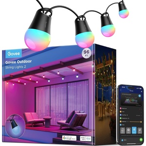 Govee Smart Outdoor String Lights 2, 144ft Outdoor Lights with Dimmable Warm White LED Bulbs, 47 Scene Modes for Patio, Backyard, Balcony, IP65 Waterproof, Works with Alexa, App Control(96ft)