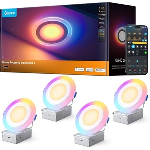 Govee Smart Recessed Lighting 6 Inch, Matter RGBIC LED Recessed Light Work with Alexa, Google Assistant, Dimmable 1100LM Canless Downlight with Junction Box for Living Room, Bedroom, Kitchen 4 Pack(4 Inch)