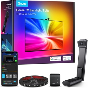 Govee TV Backlight 3 Lite with Fish-Eye Correction Function Sync to 55-65 Inch TVs, 11.8ft RGBICW Wi-Fi LED Strip Lights with Camera, 4 Colors in 1 Lamp Bead, Voice and APP Control, Adapter(11.8FT for 55”-65” TV)