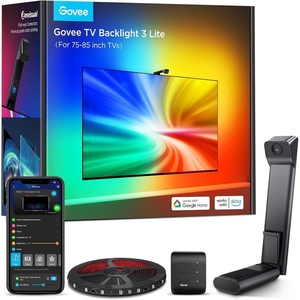 Govee TV Backlight 3 Lite with Fish-Eye Correction Function Sync to 55-65 Inch TVs, 11.8ft RGBICW Wi-Fi LED Strip Lights with Camera, 4 Colors in 1 Lamp Bead, Voice and APP Control, Adapter(16.4FT for 75”-85” TV)
