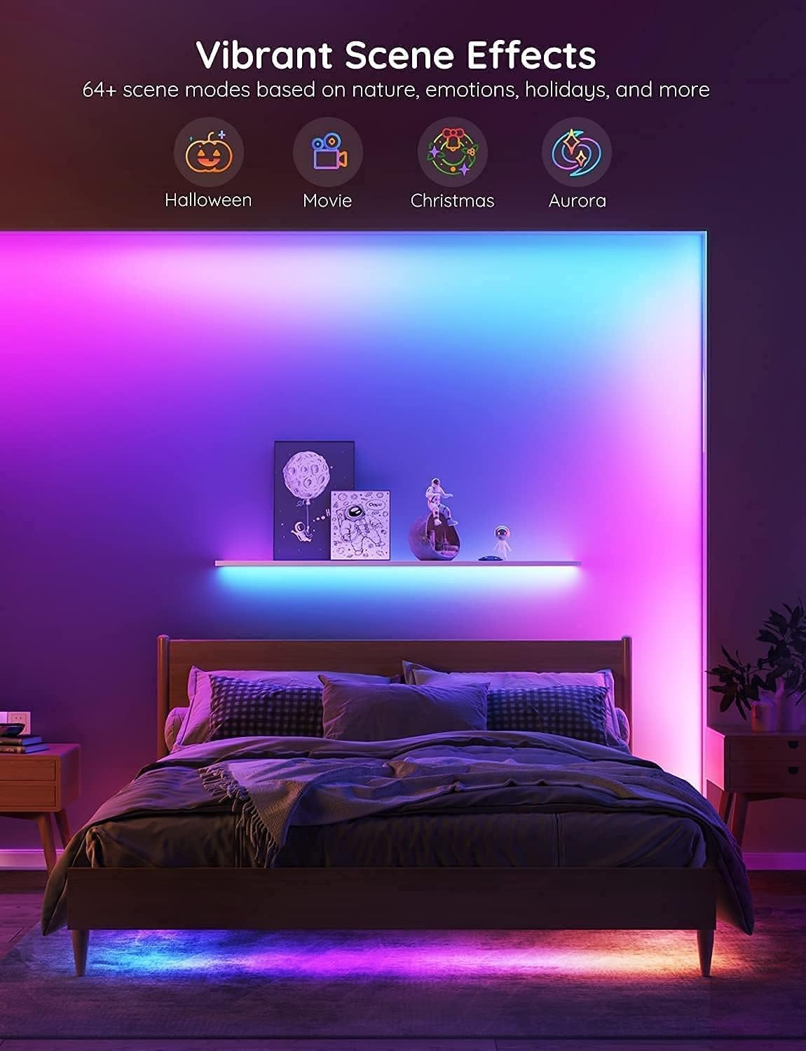 imageGovee 100ft RGBIC LED Strip Lights Smart LED Lights Work with Alexa and Google Assistant LED Lights for Bedroom WiFi App Control Segmented DIY Multiple Colors Color Changing Light 2 x 50ft656ft