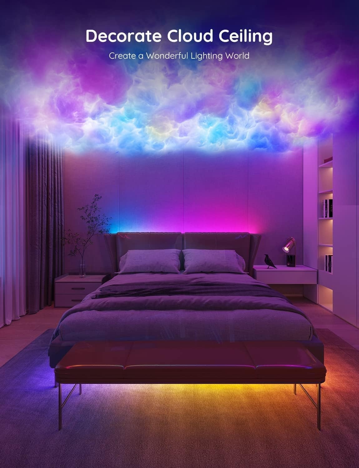 imageGovee 100ft RGBIC LED Strip Lights Smart LED Lights Work with Alexa and Google Assistant LED Lights for Bedroom WiFi App Control Segmented DIY Multiple Colors Color Changing Light 2 x 50ft100ft