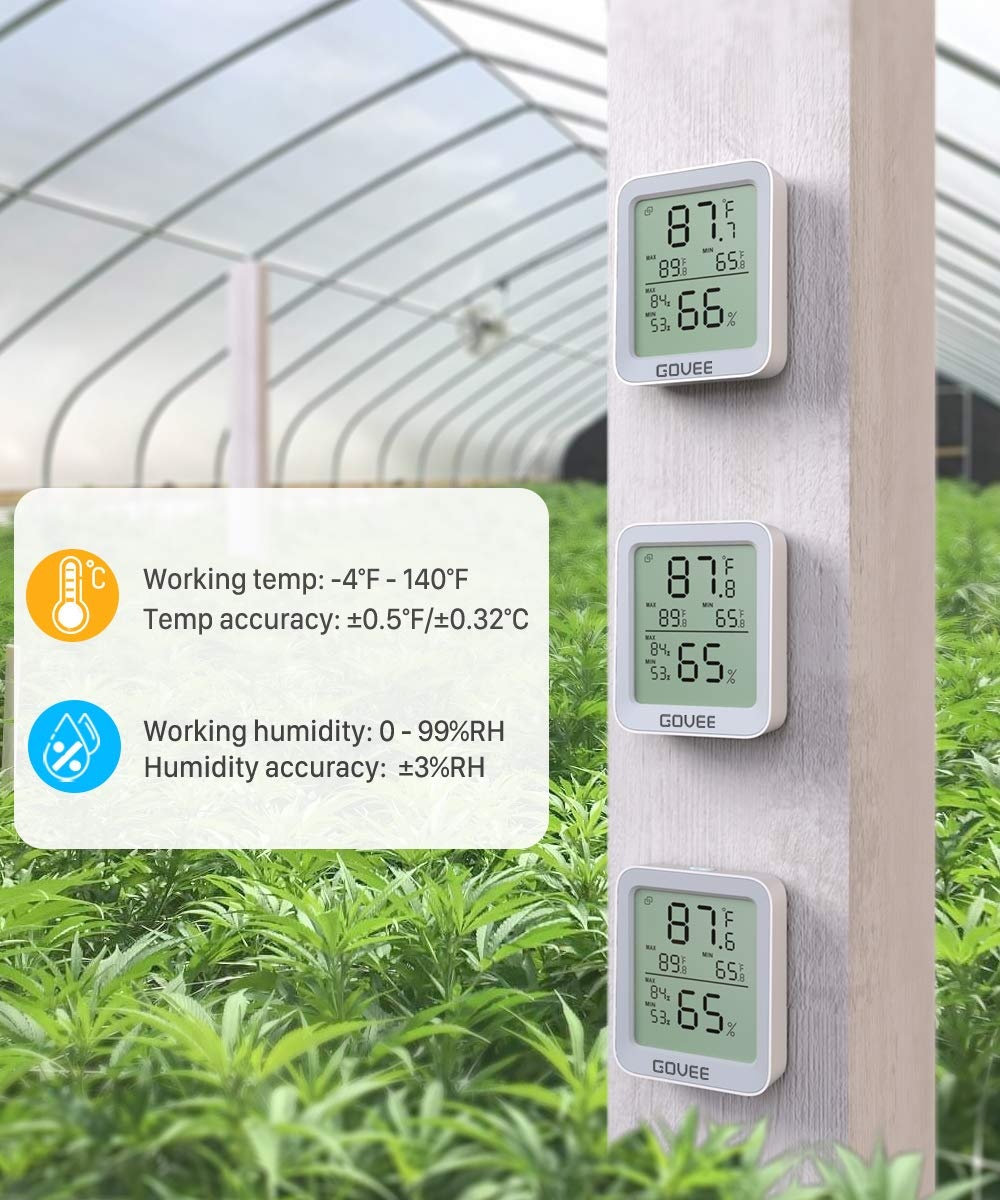image:imageGovee Bluetooth Hygrometer Thermometer Large LCD MaxMin Records 2Year Data Storage Black 2 PackGrey