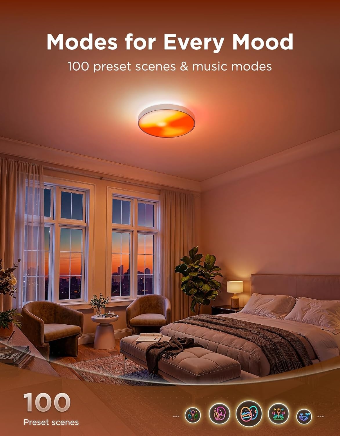 image:imageGovee Ceiling Light Ultra 21 Inch 5000LM Smart Flush Mount Ceiling Light Fixture Compatible with Matter amp Alexa RGBIC amp Tunable White 2700K6500K DIY Ceiling Canvas for Bedroom Living Room