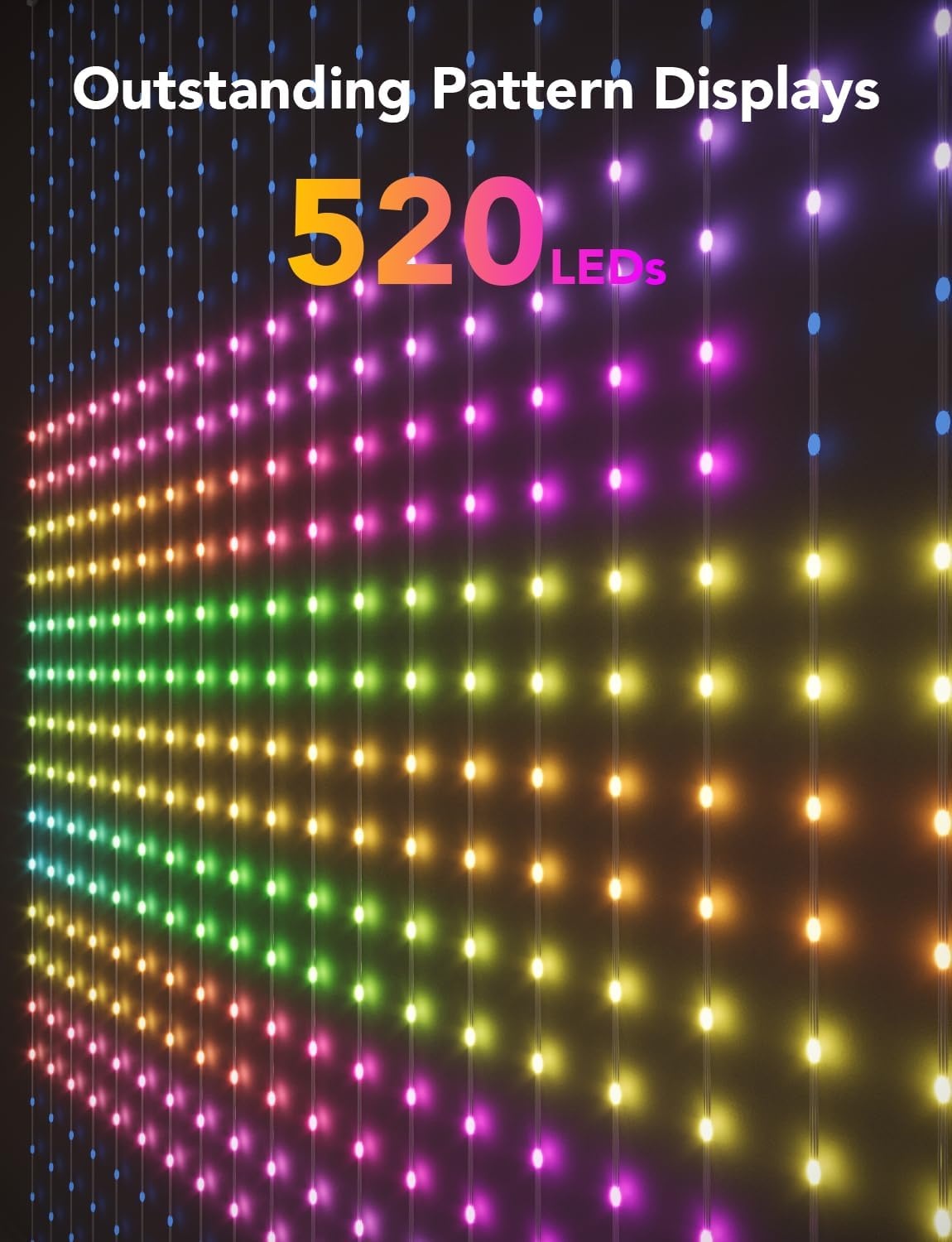 imageGovee Curtain Lights Smart LED Color Changing Wall Lights Dynamic DIY Curtain String Lights for Bedroom Living Room Holiday Decor Outdoor IP65 Waterproof49x66ft 520 RGBIC LED1